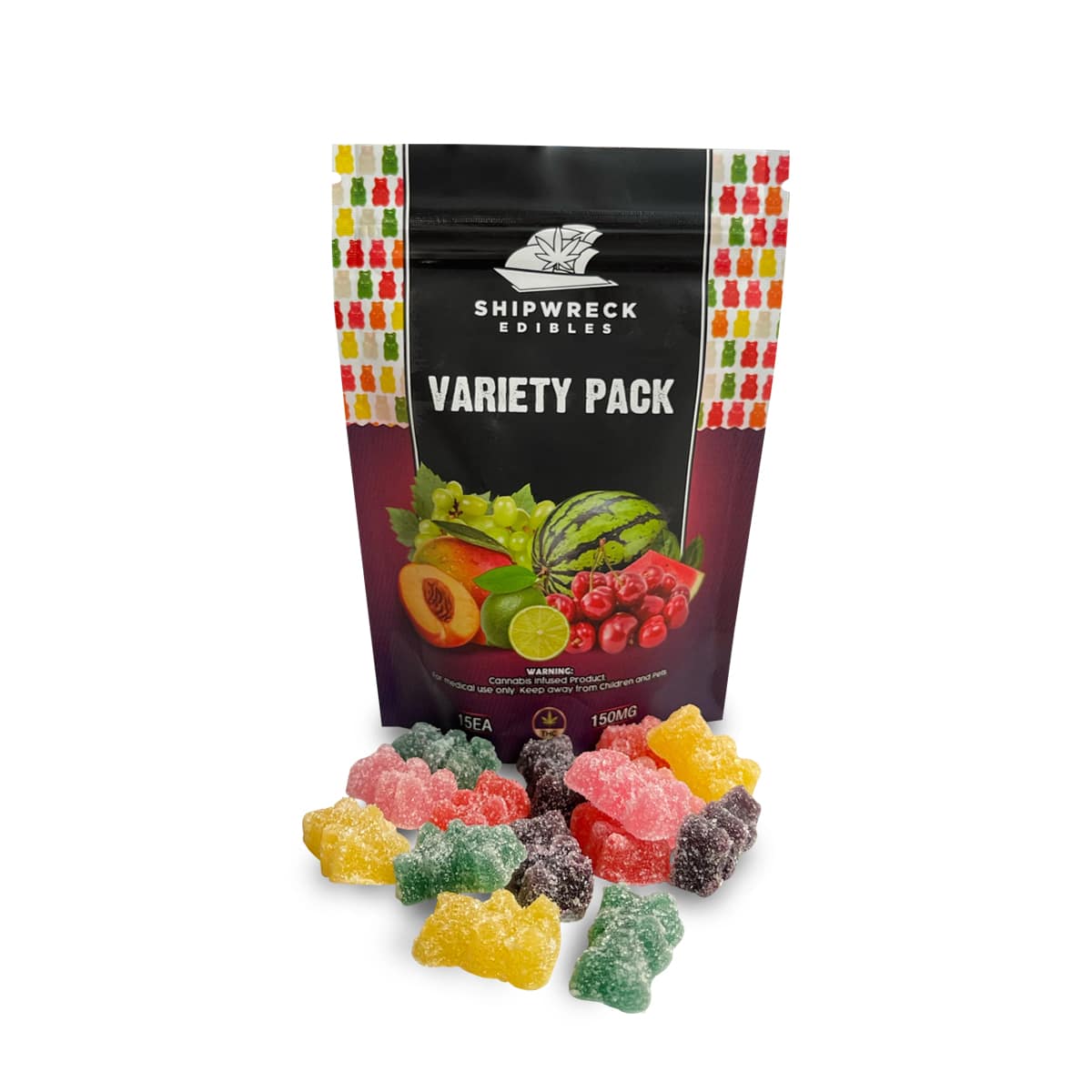 Variety Pack Gummy Bears by ShipWreck Edibles (150mg THC) - Ganjagrams