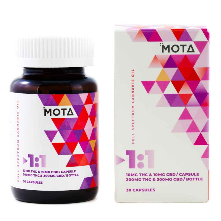 Alternative view of MOTA 1:1 Capsules (10mg THC : 10mg CBD)