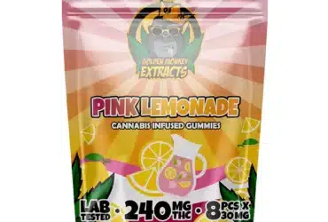 Golden-Monkey-Extracts-Pink-Lemonade-Cannabis-Infused-Gummies-240mg-thc